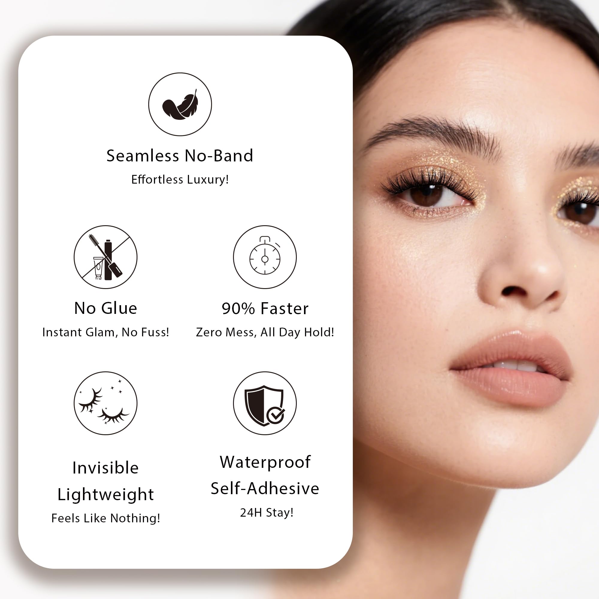 EHSZM BEAUTY close-up of curved invisible band and pre-glued edge, precise placement aid