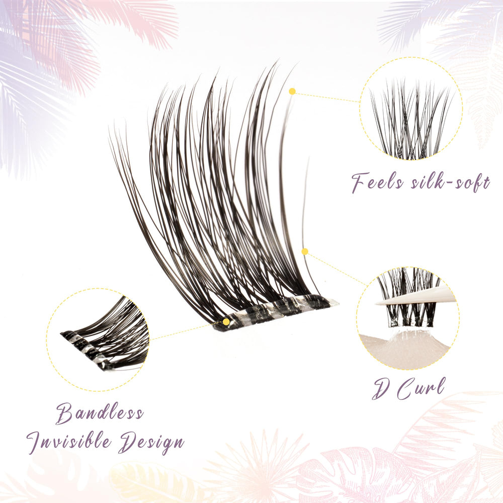 EHSZM BEAUTY lash cluster fibers detail, lightweight texture for comfort