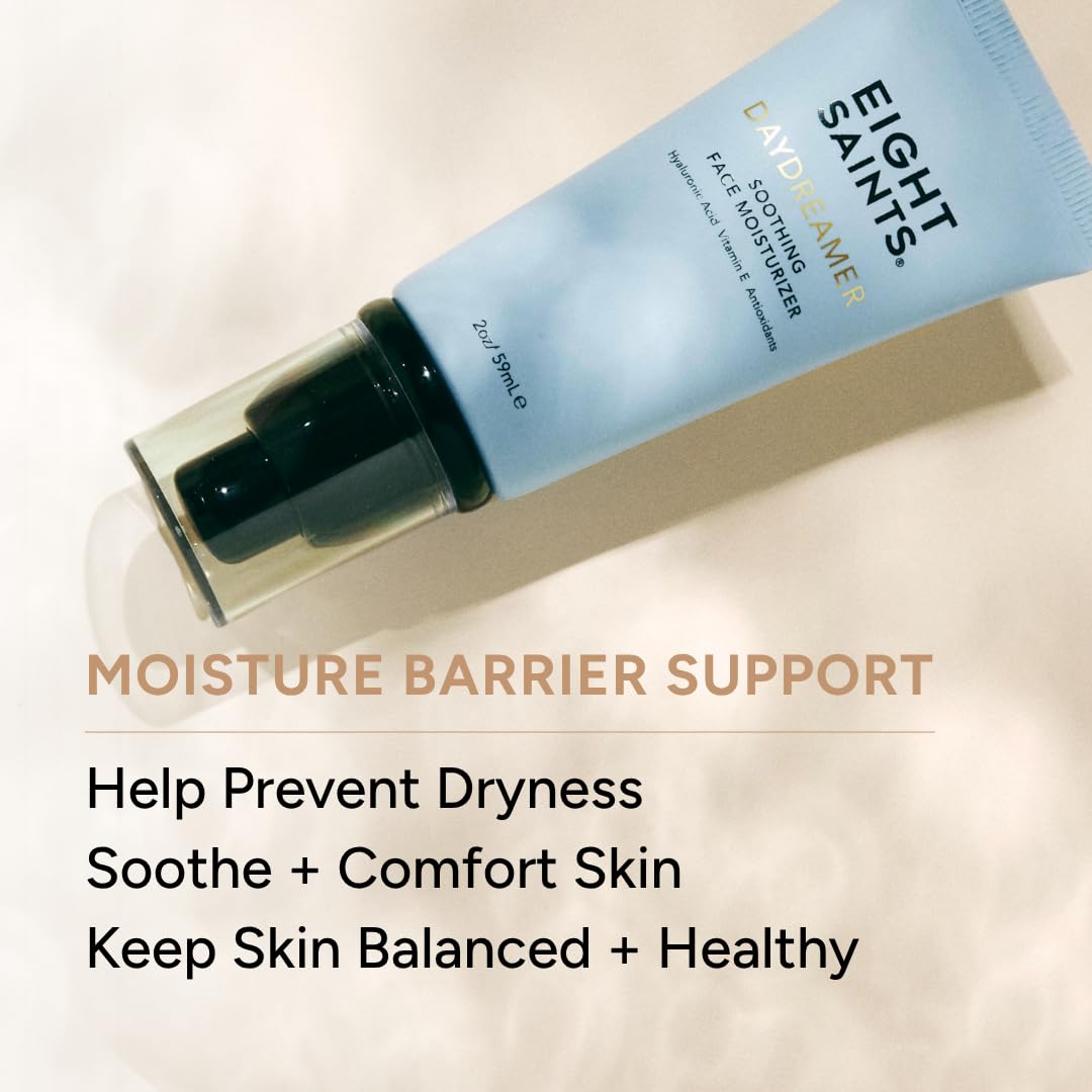 Eight Saints ingredients flatlay highlighting hyaluronic acid and botanicals