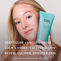 Eight Saints dispensing clear gel texture from pump showing easy application