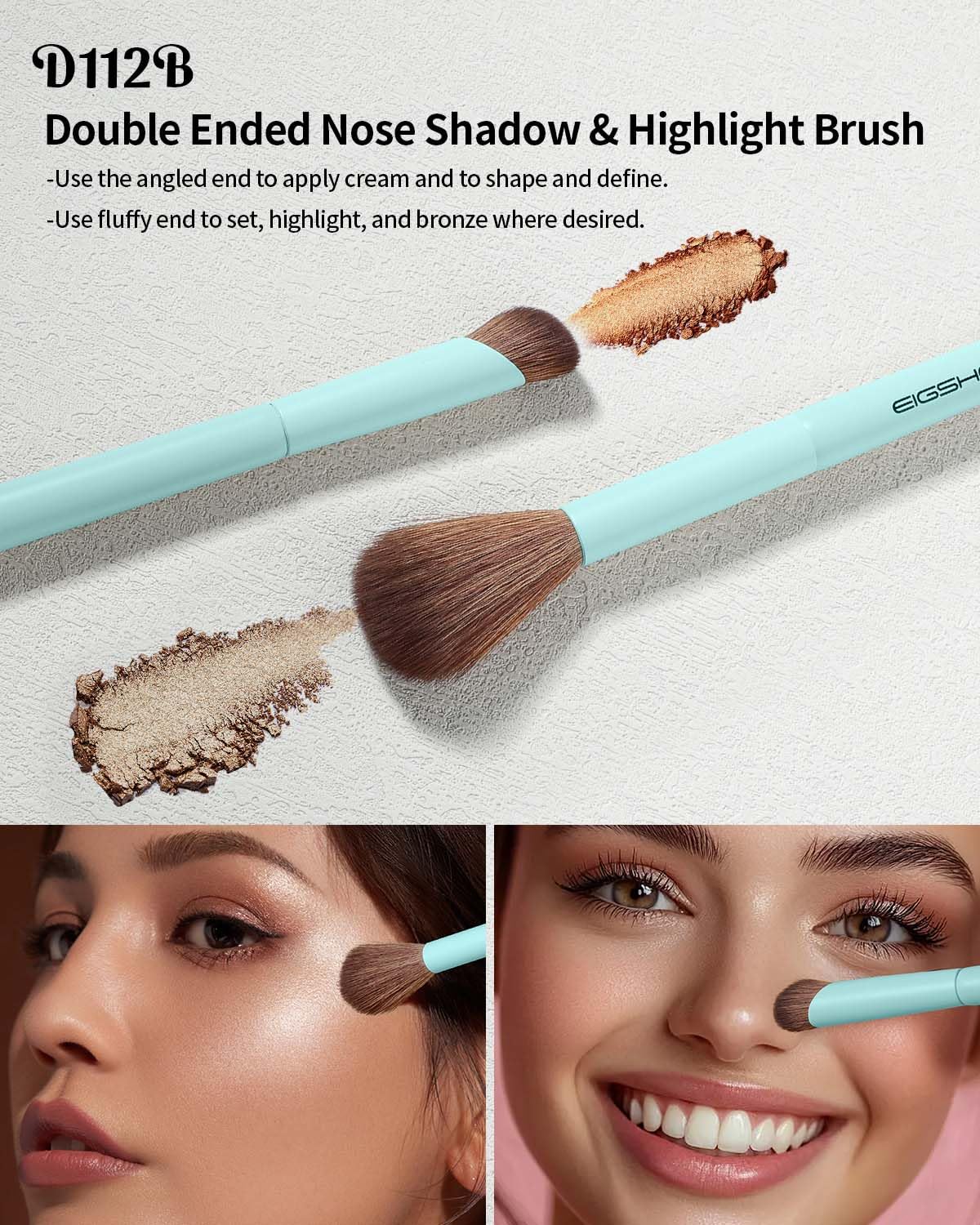 EIGSHOW brushes inside a makeup bag demonstrating portable convenience