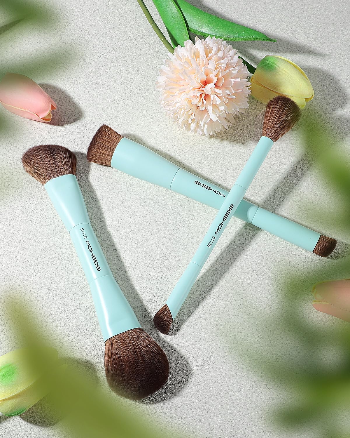 EIGSHOW brushes on bathroom counter in lifestyle shot for daily routine