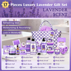 EIRNAY arranged products flatlay showing all 17 spa kit pieces for convenience