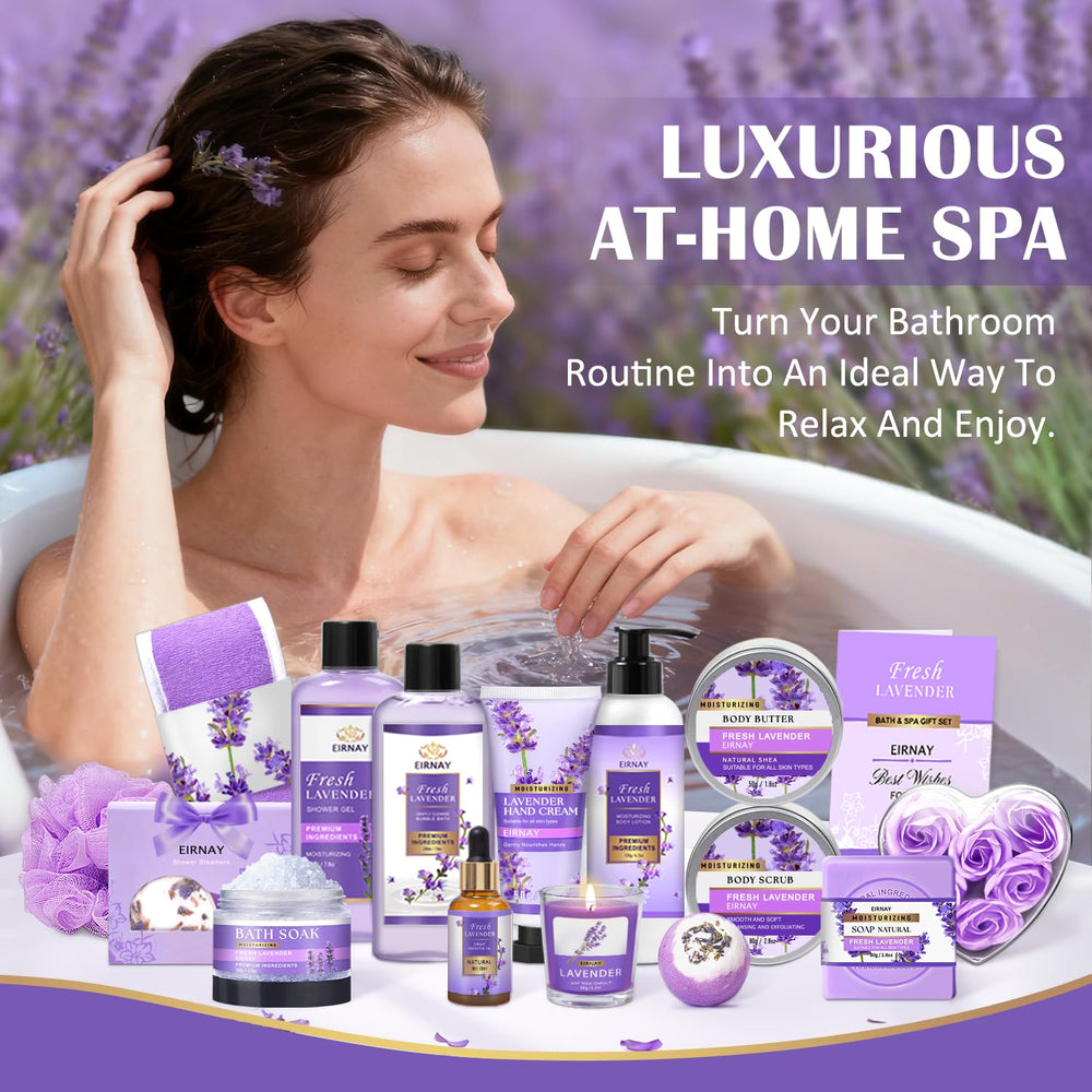 EIRNAY lifestyle scene of spa set in bathroom promoting at-home unwind