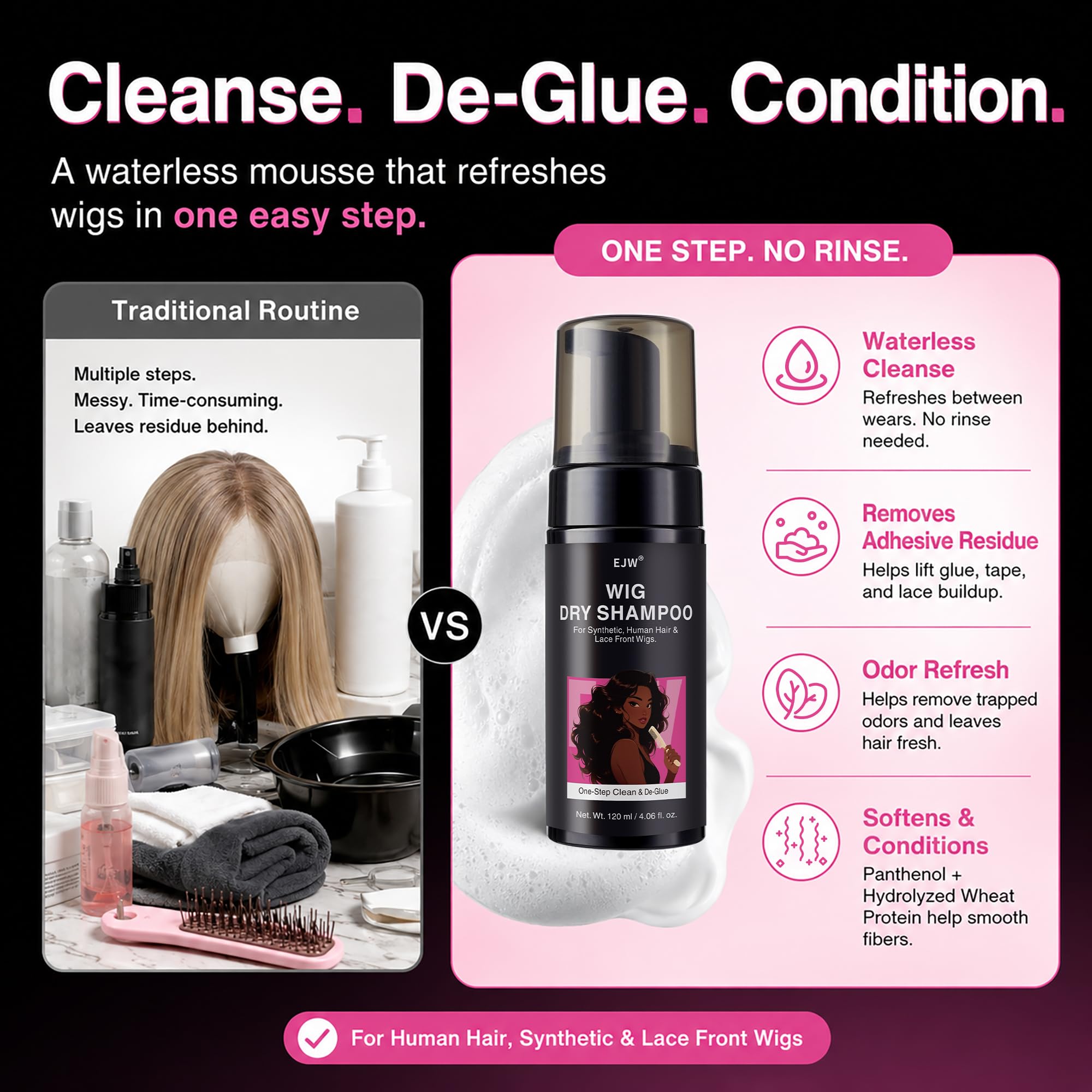 EJW mousse texture close-up revealing lightweight conditioning