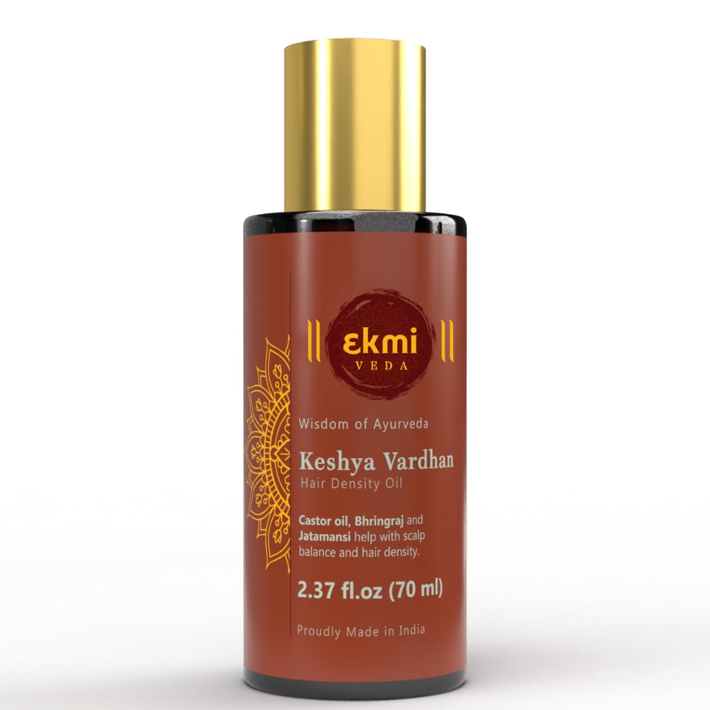 EKMIVEDA front bottle view showing product for nourishing hair