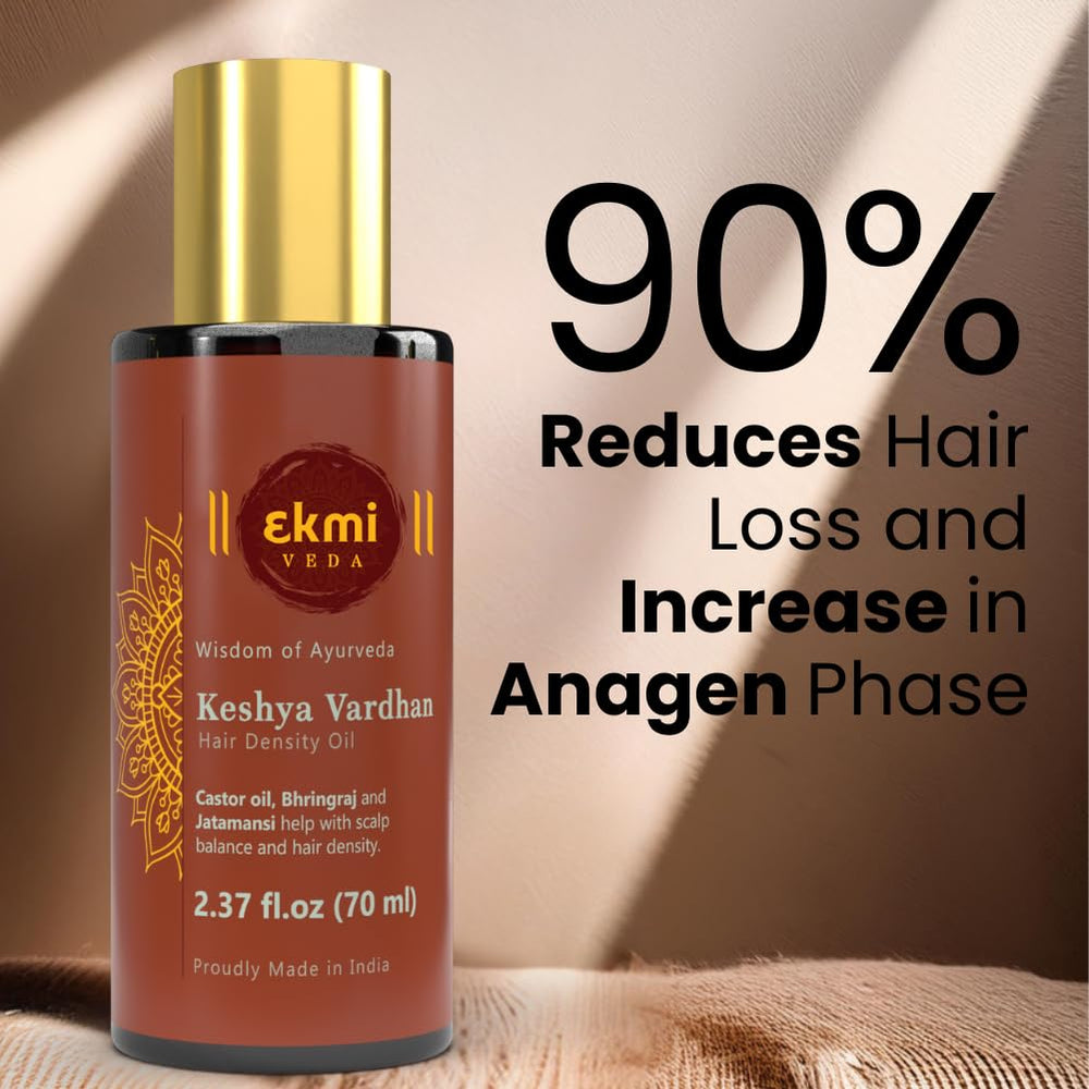 EKMIVEDA label close-up highlighting herbal ingredients and benefits