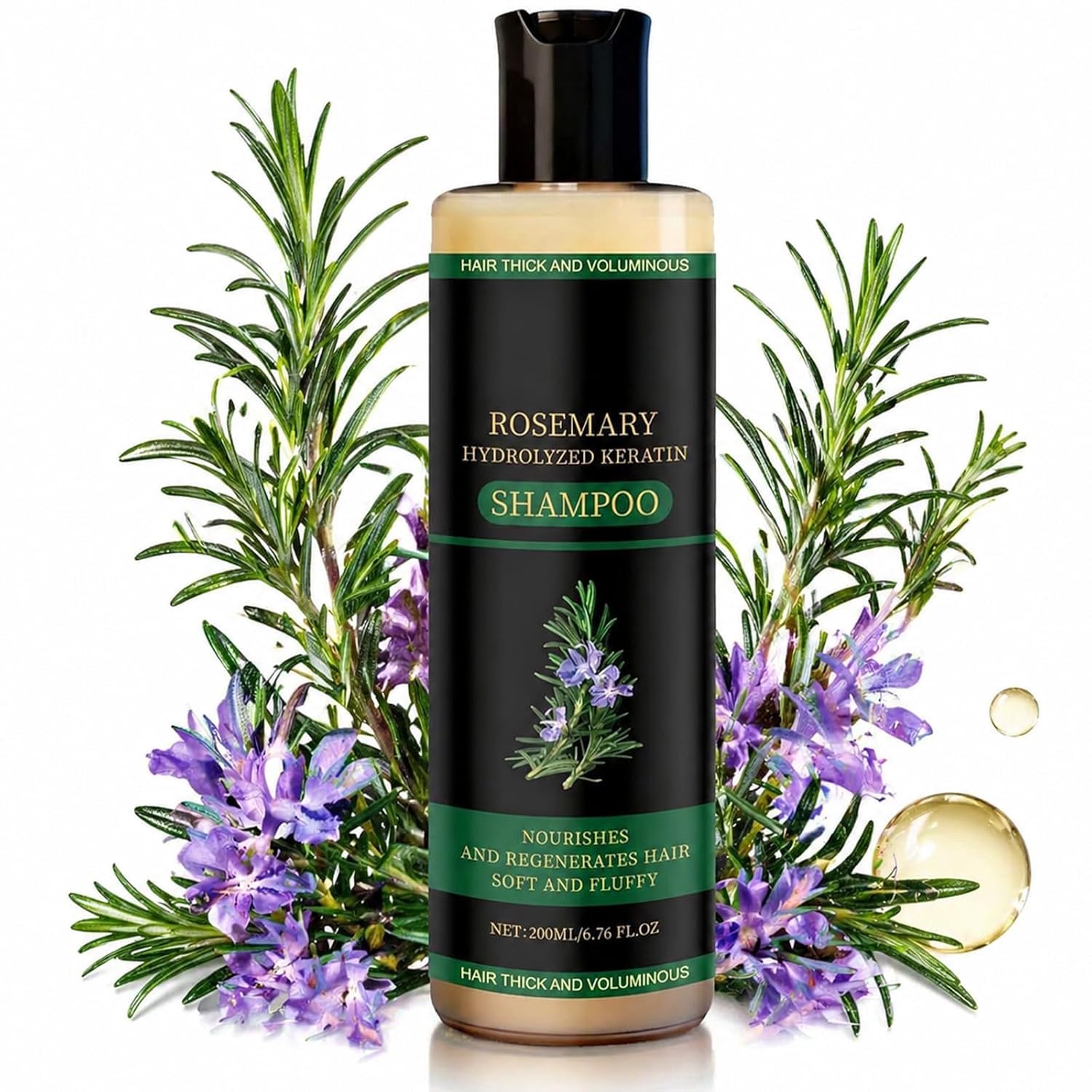 ekxzvg front packaging of rosemary shampoo showing label and bottle benefit