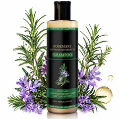 ekxzvg front packaging of rosemary shampoo showing label and bottle benefit