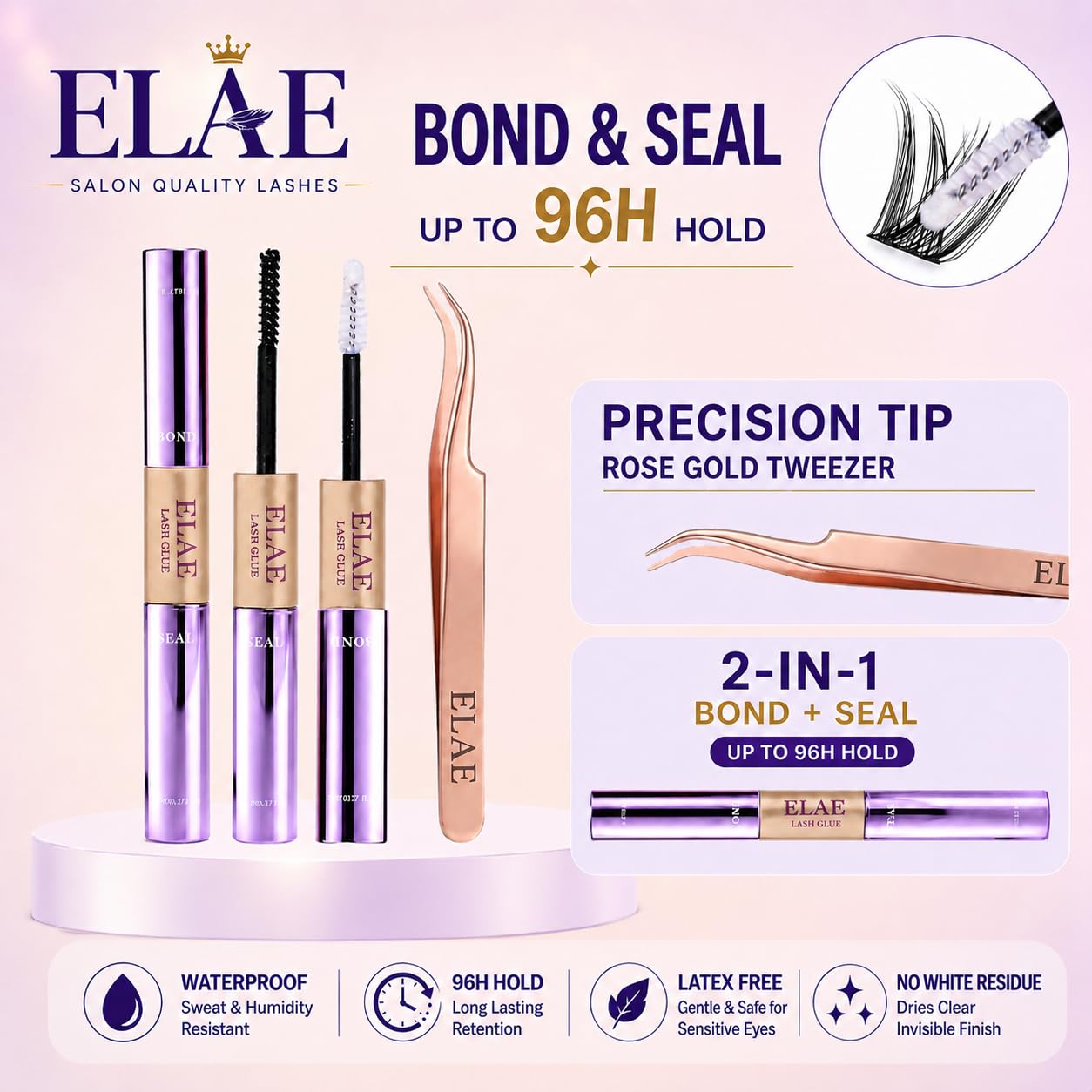 ELAE lashes applied on model eye demonstrating dramatic D-curl lift and visible volume benefit