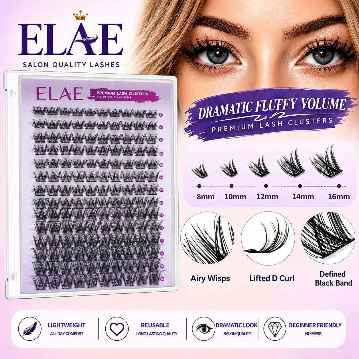 ELAE mixed-length tray arranged for precise pickup and effortless lash mapping benefit
