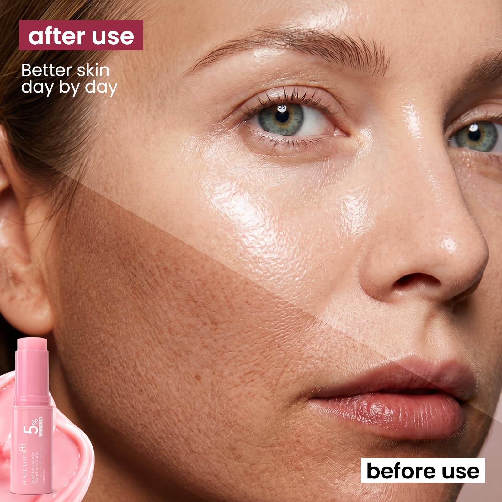 ELANQSKIN applying balm to cheek to demonstrate targeted plumping benefit