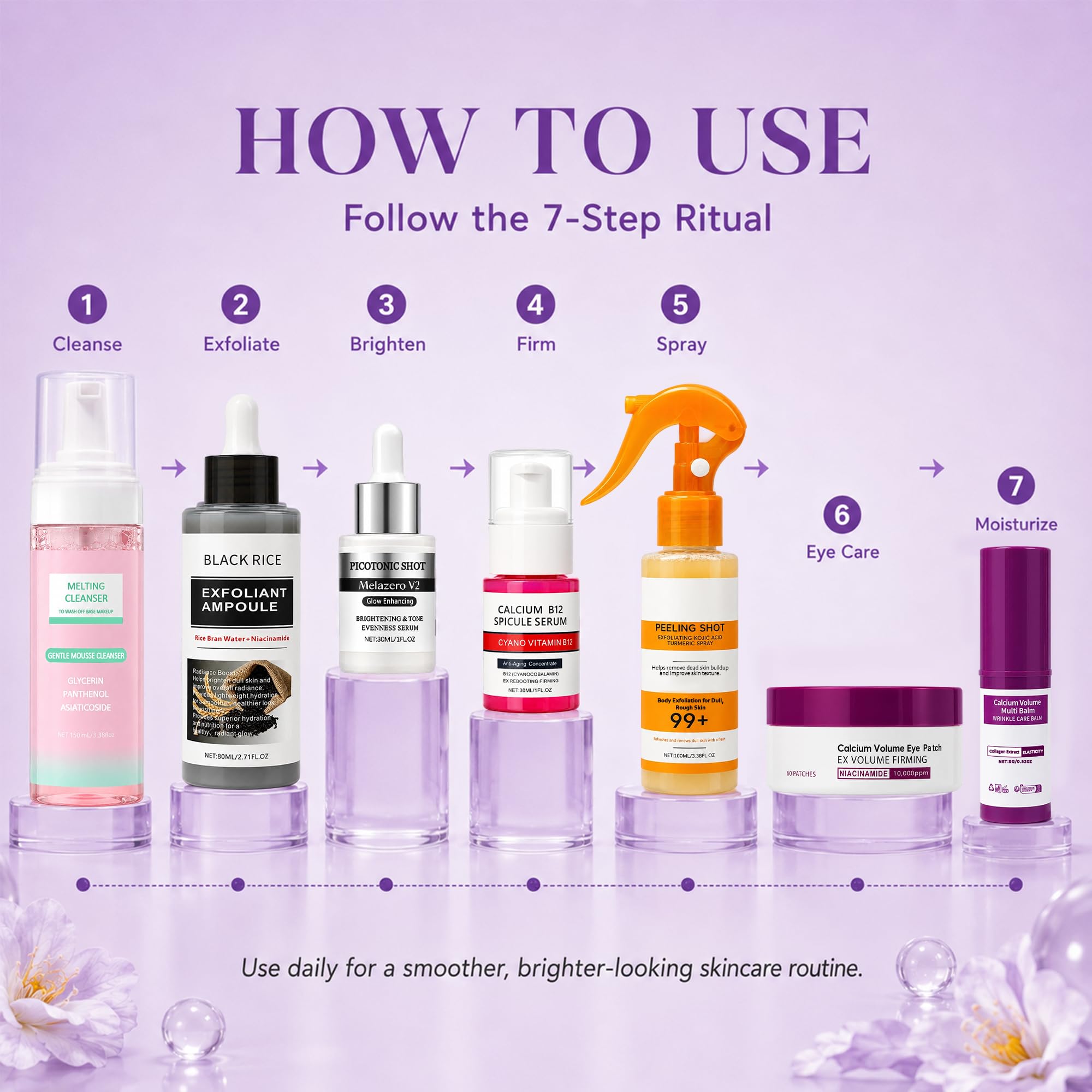 Elarenne skincare set on bathroom counter suggesting simple daily ritual