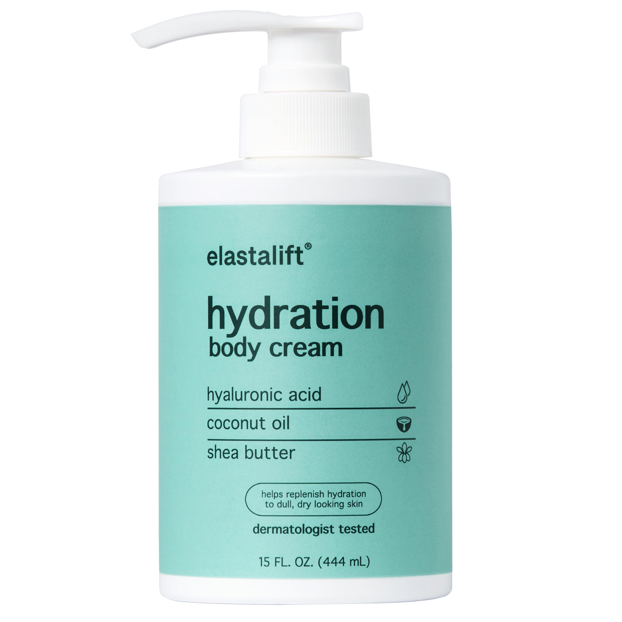 Elastalift front pump bottle showing product packaging and easy dispensing