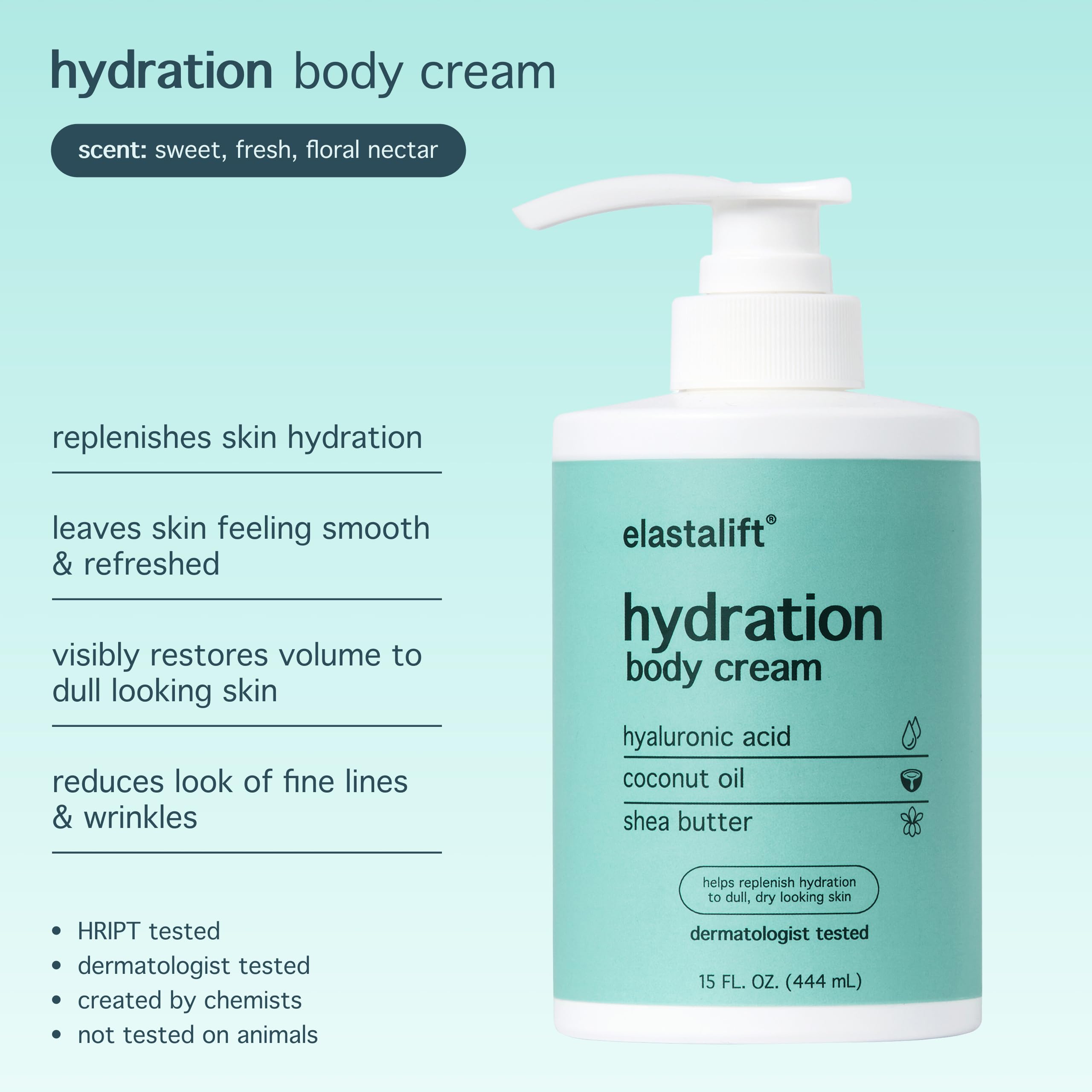 Elastalift hand applying lotion to skin for immediate moisturized feel
