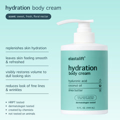 Elastalift hand applying lotion to skin for immediate moisturized feel