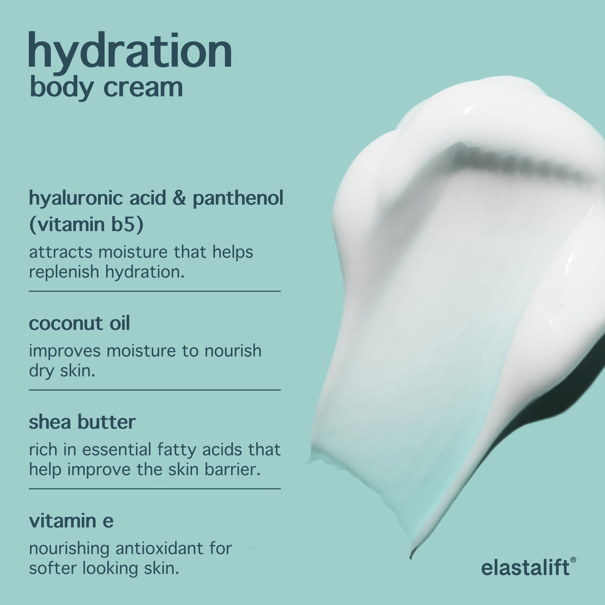 Elastalift label detail highlighting active ingredients and benefits