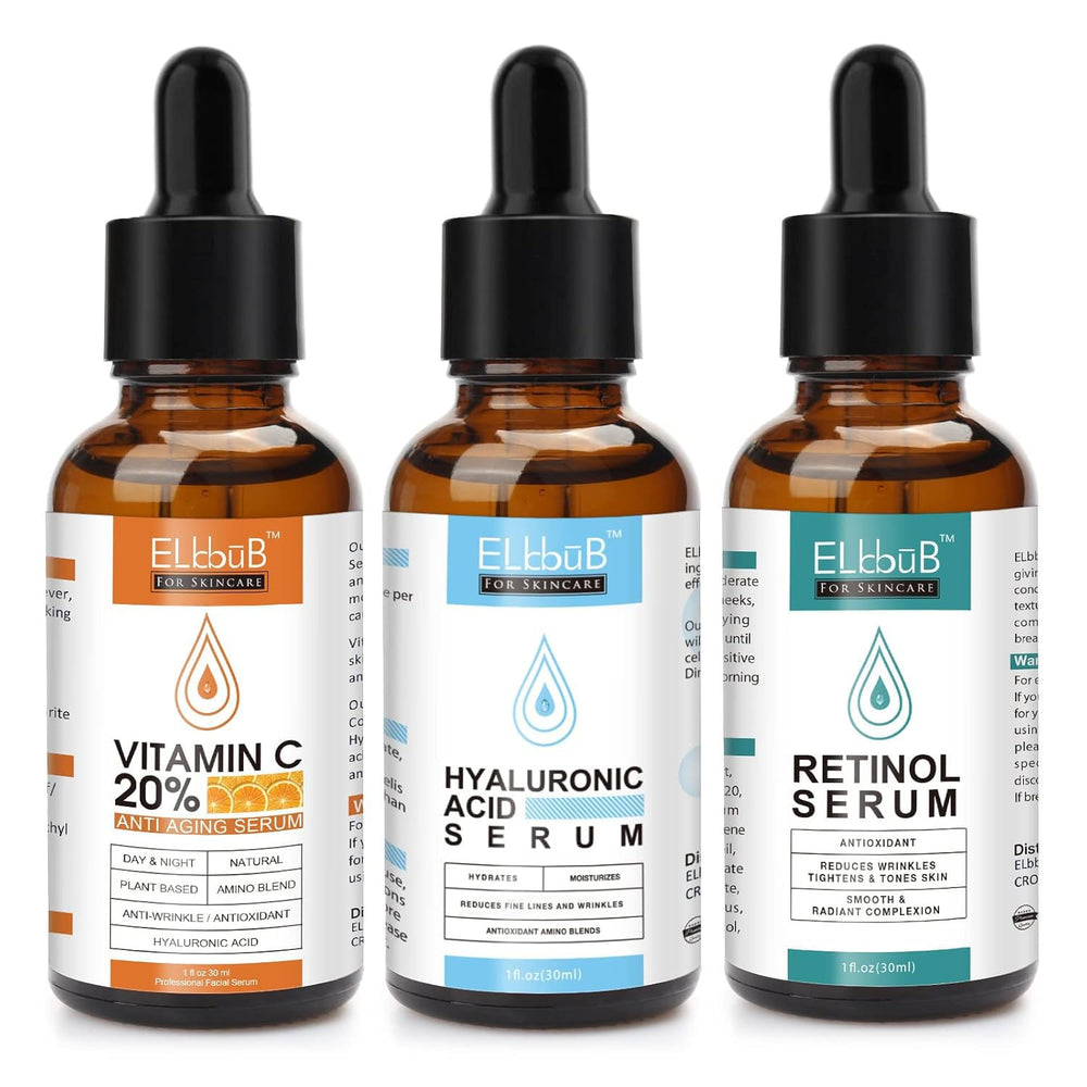 ELBBUB front packaging displaying the serum set and benefits