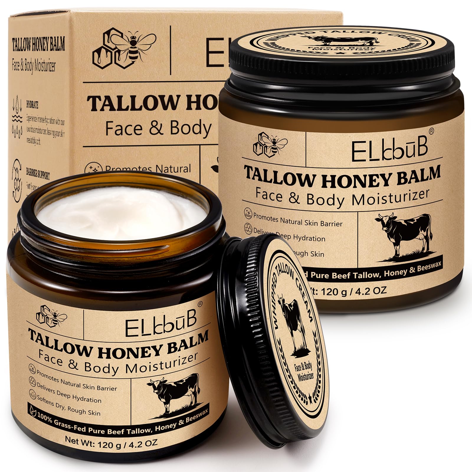ELBBUB front jar image showing label and fast-absorbing moisturizer benefit