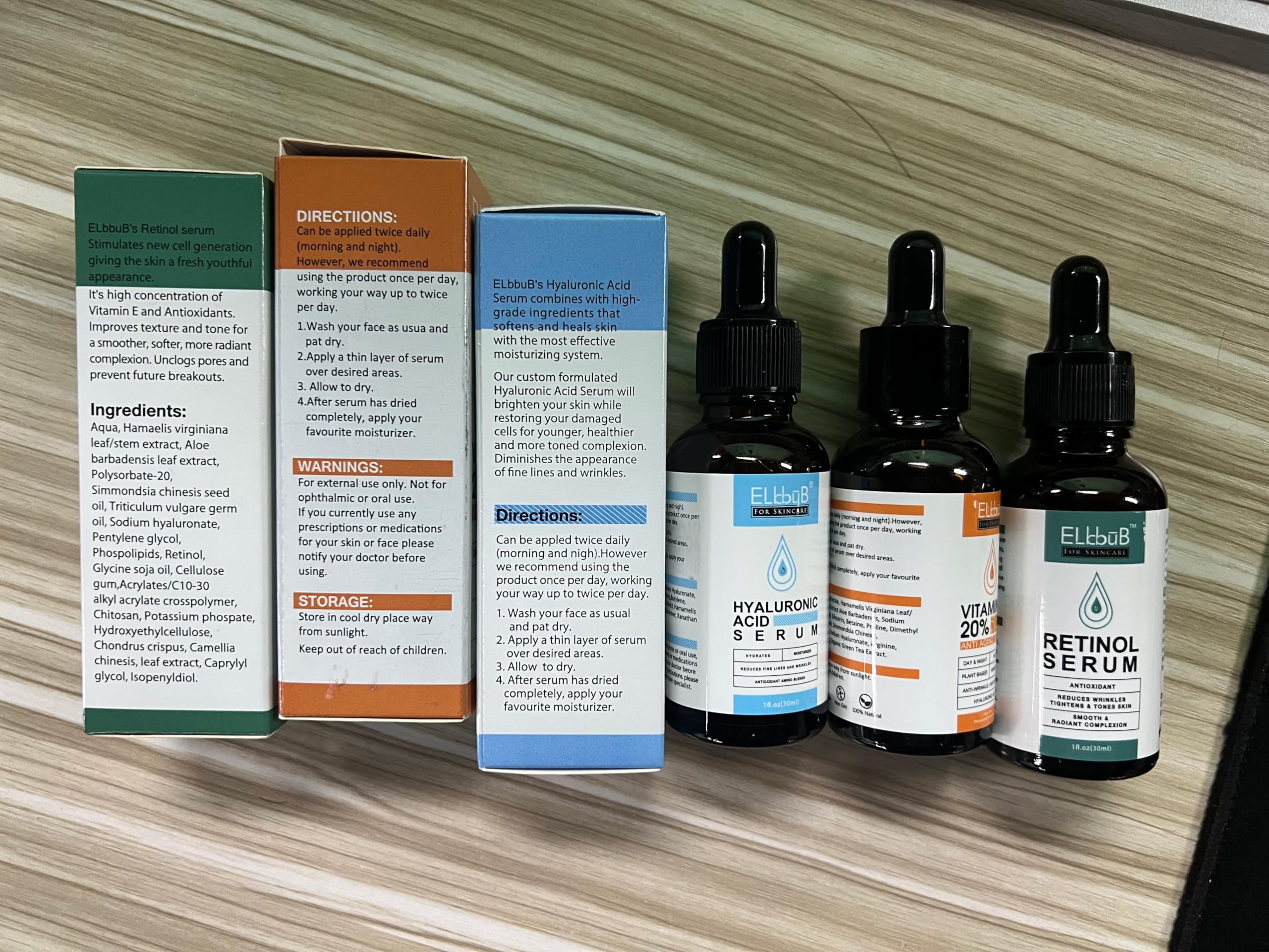 ELBBUB Vitamin C serum dropper showing antioxidant-rich texture