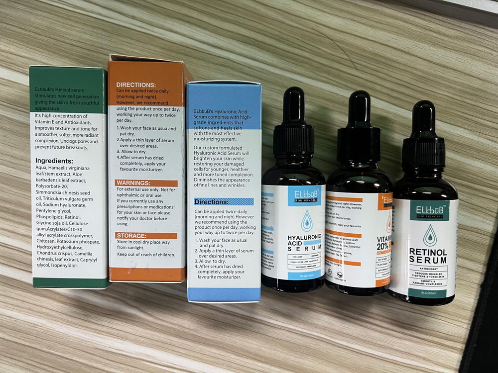 ELBBUB Vitamin C serum dropper showing antioxidant-rich texture