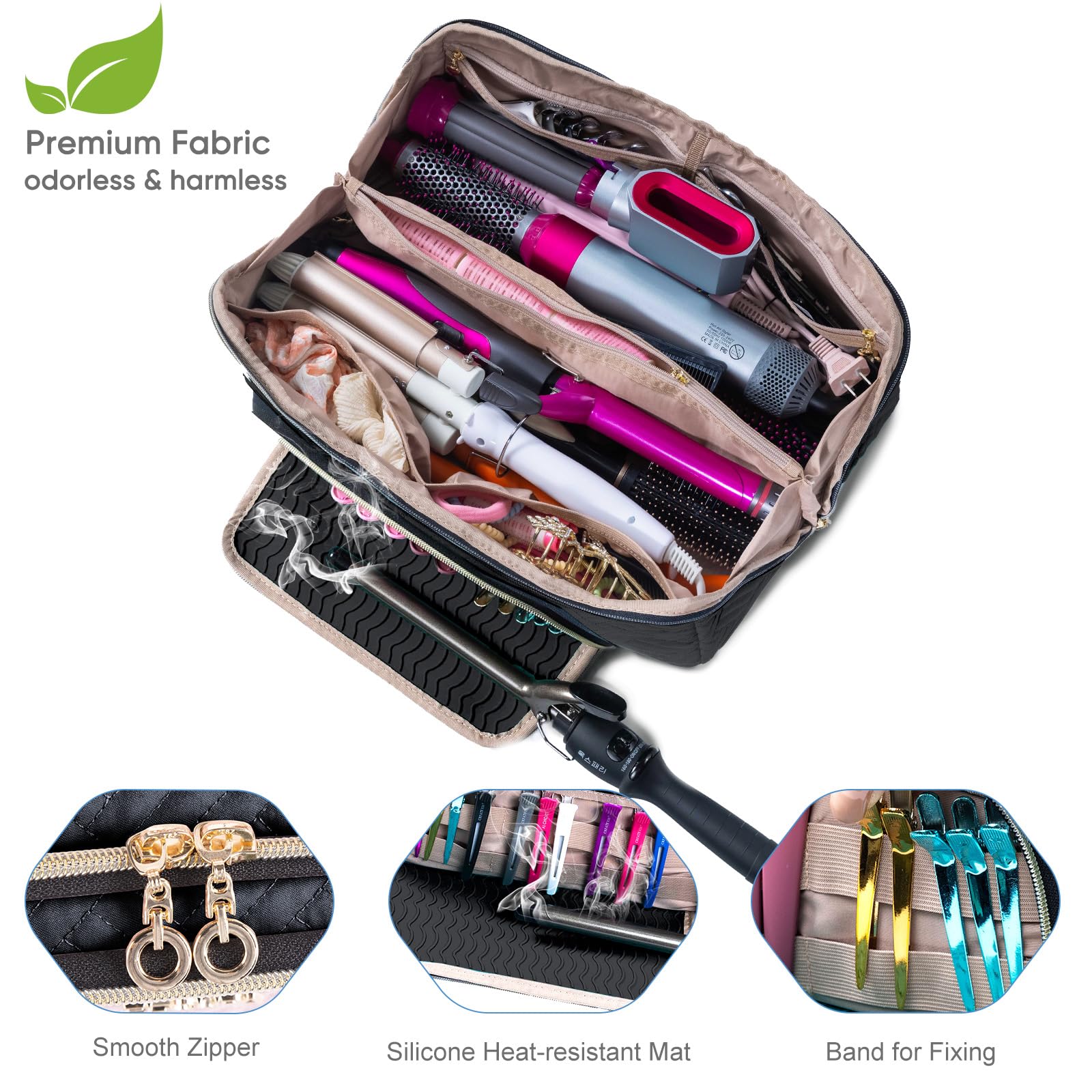 ELCUPA inner zipper pocket holding clips and cords to keep accessories organized