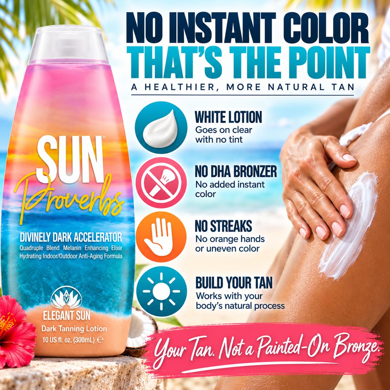 Elegant Sun applying lotion on forearm for even tanning results