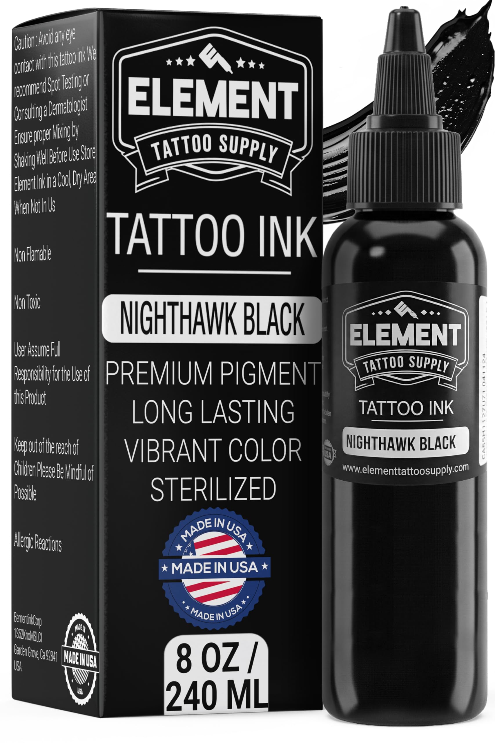 Element Tattoo Supply front label showing product identity and capacity