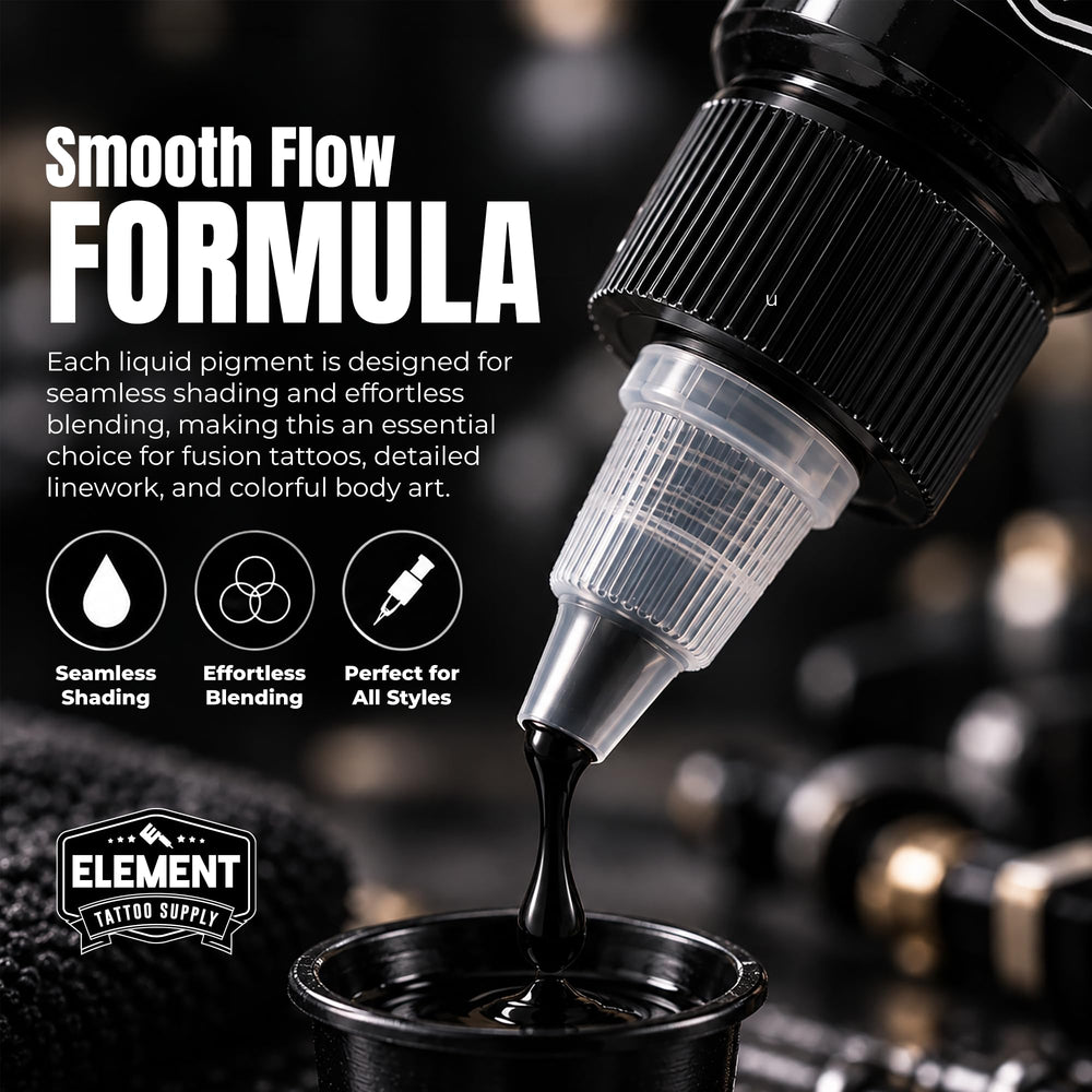 Element Tattoo Supply ink texture close-up demonstrating smooth flow