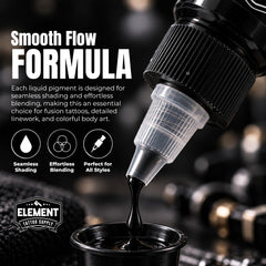 Element Tattoo Supply ink texture close-up demonstrating smooth flow