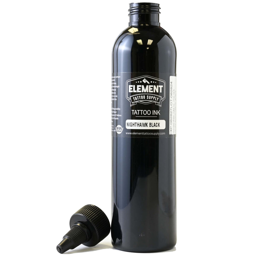 Element Tattoo Supply bottles on shelf illustrating shop-friendly packaging