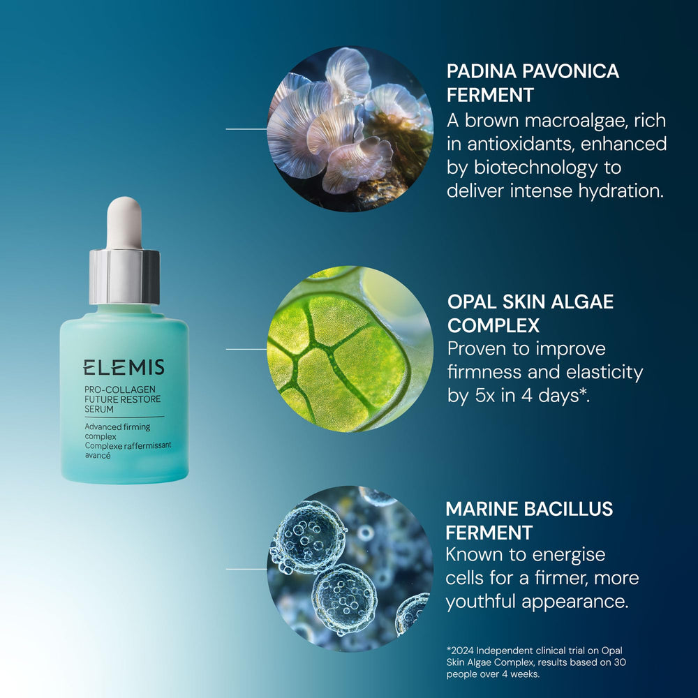 ELEMIS Opal Skin Algae visual emphasising marine-derived firming benefit