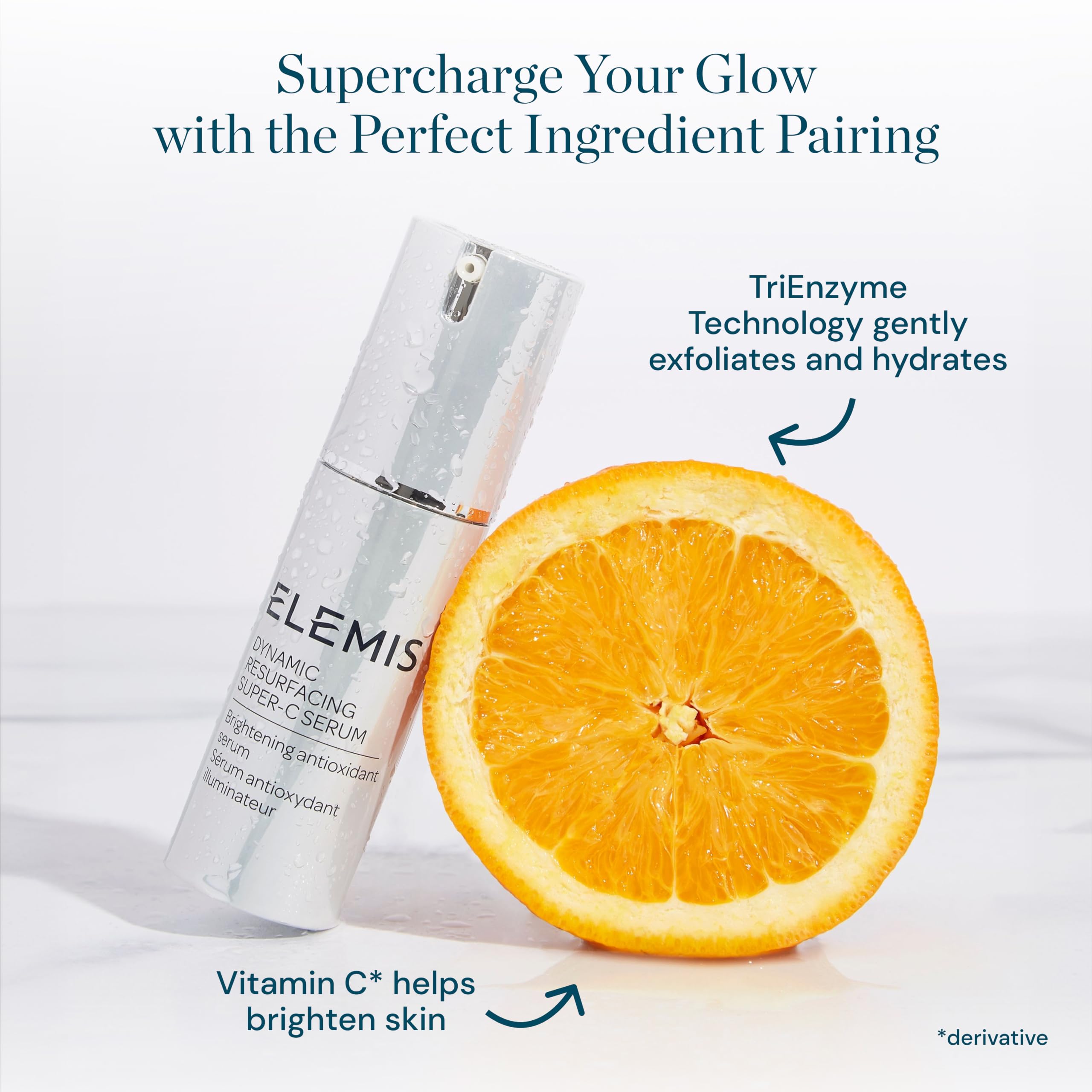 ELEMIS ingredients label close-up highlighting radiance actives
