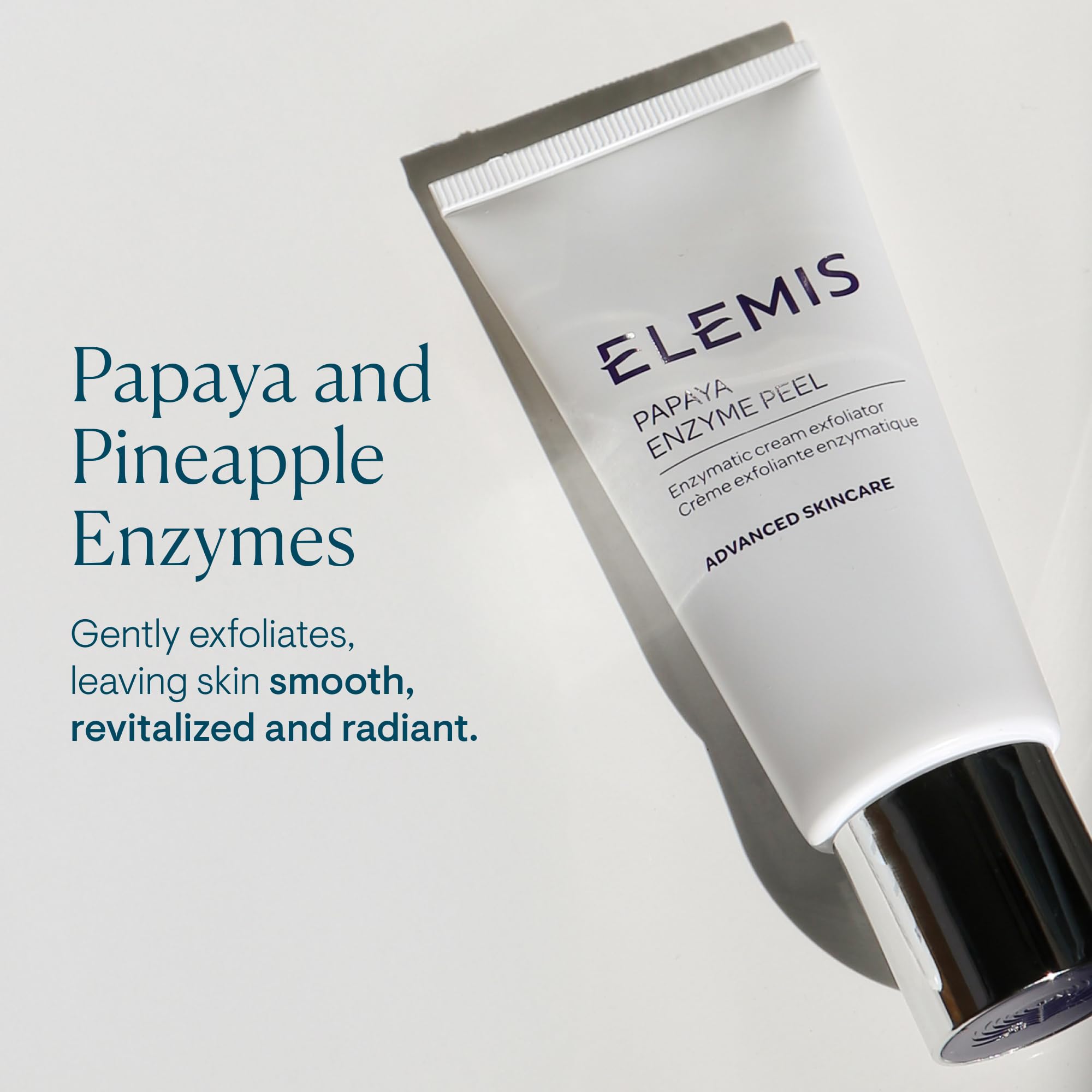 ELEMIS enzyme mask applied to cheek showing gentle exfoliation in use