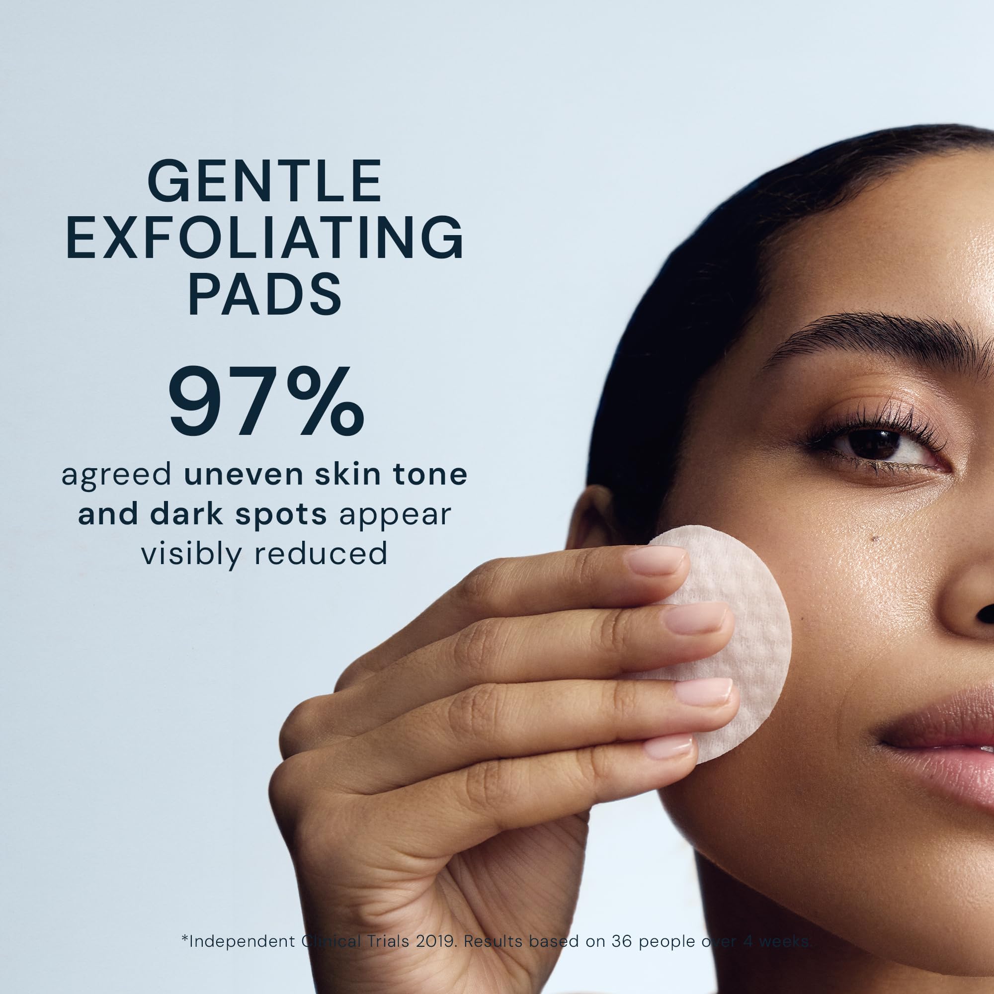 ELEMIS pad being applied to cheek demonstrating smooth makeup-prep benefit
