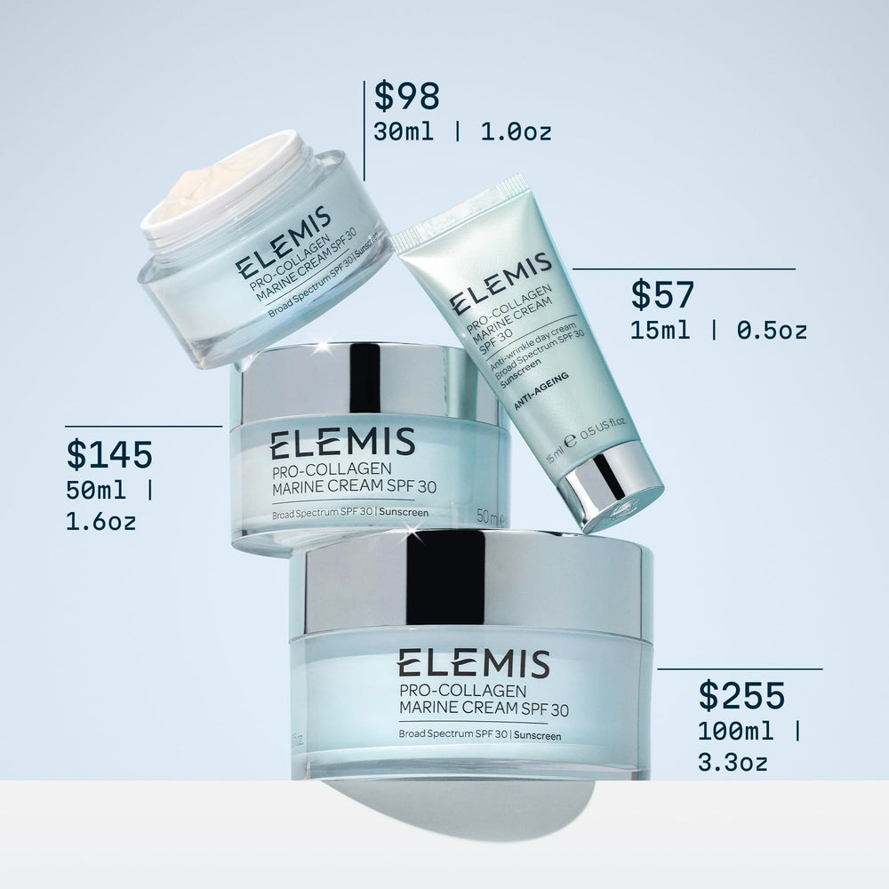 ELEMIS 30ml jar next to passport showing travel-ready size benefit: convenient for travel routines
