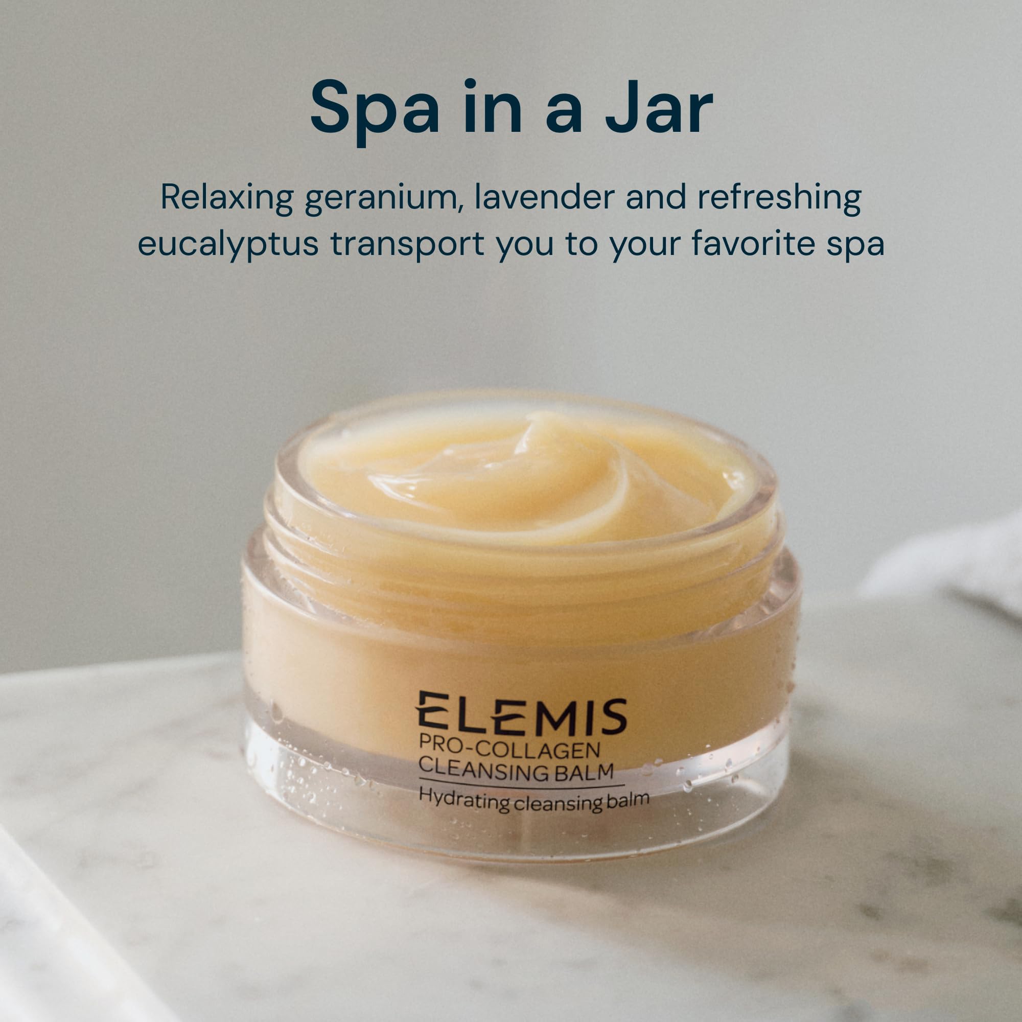 ELEMIS botanical ingredients display highlighting calming and nourishing benefits