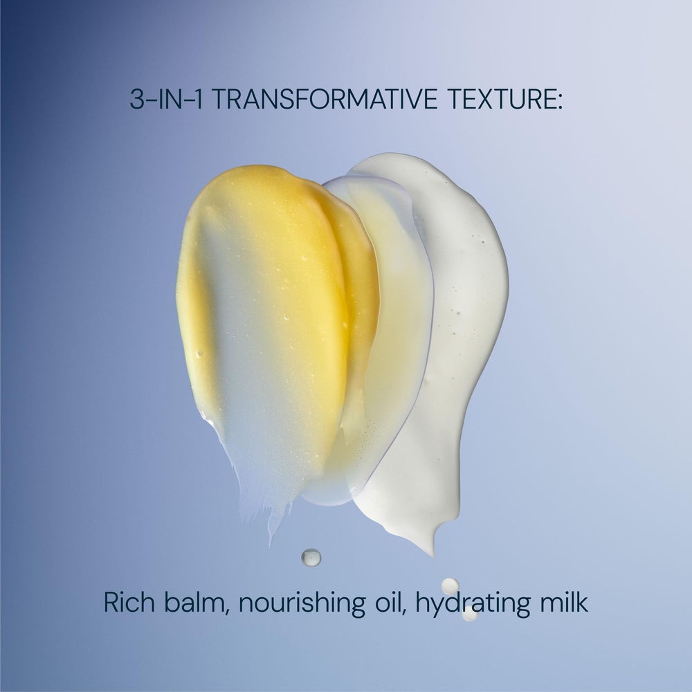 ELEMIS balm texture close-up showing creamy oil transform and smooth finish