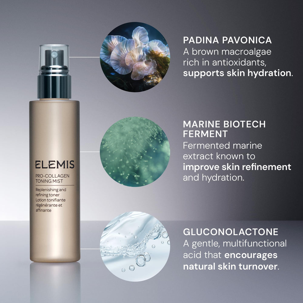 ELEMIS bottle alongside other Pro-Collagen products for routine enhancement