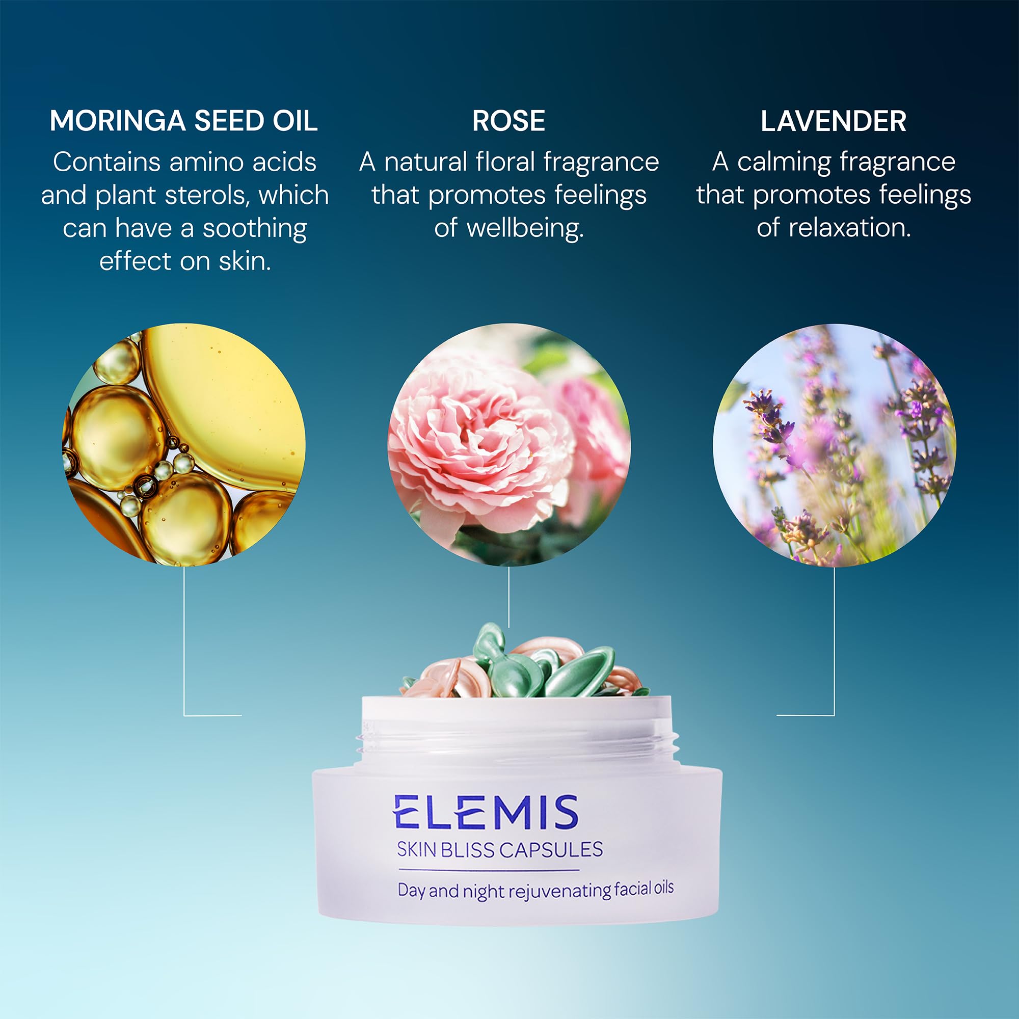 ELEMIS oil texture on fingertip highlighting fast-absorbing, non-greasy finish