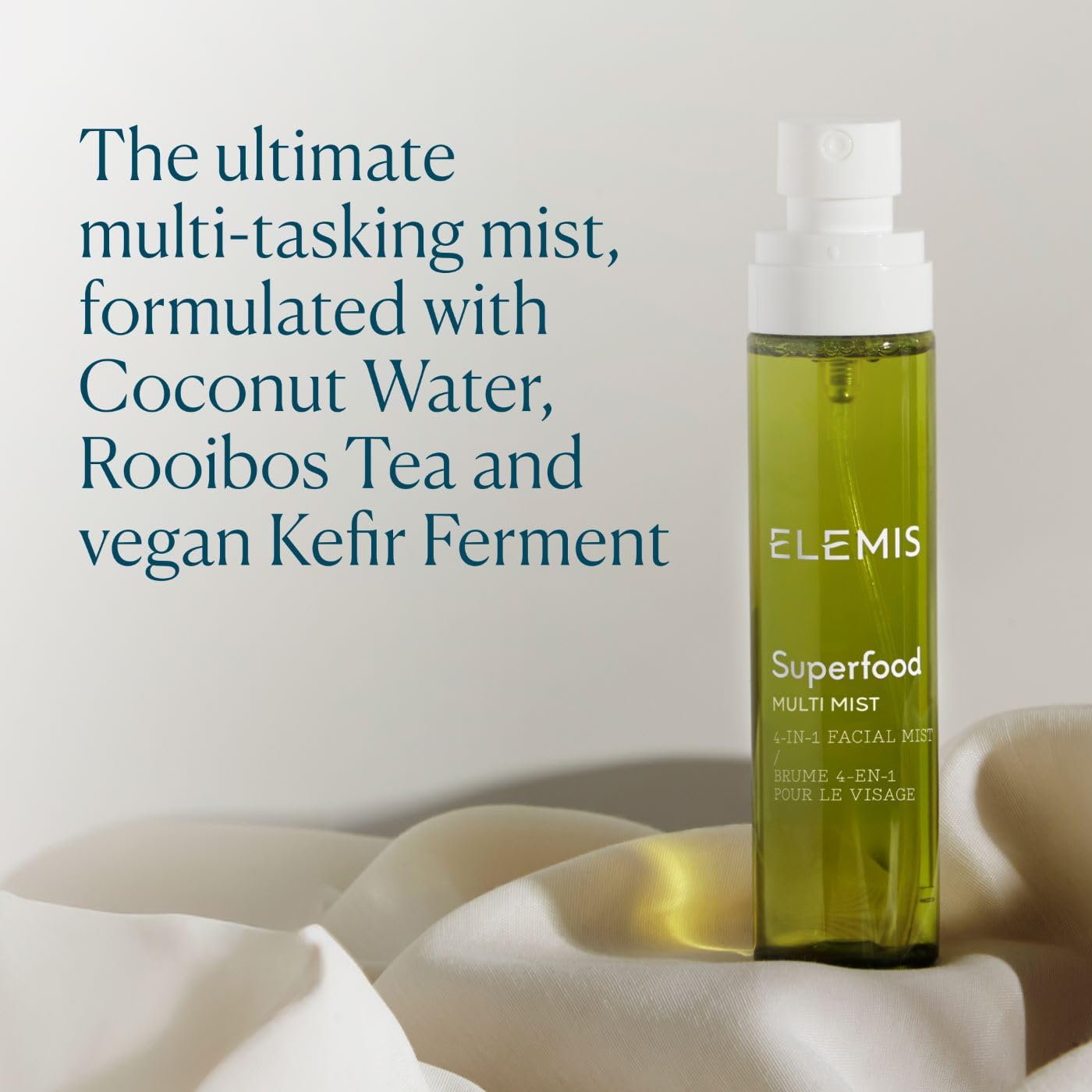 ELEMIS close-up of product label highlighting ingredients and vegan friendly benefit