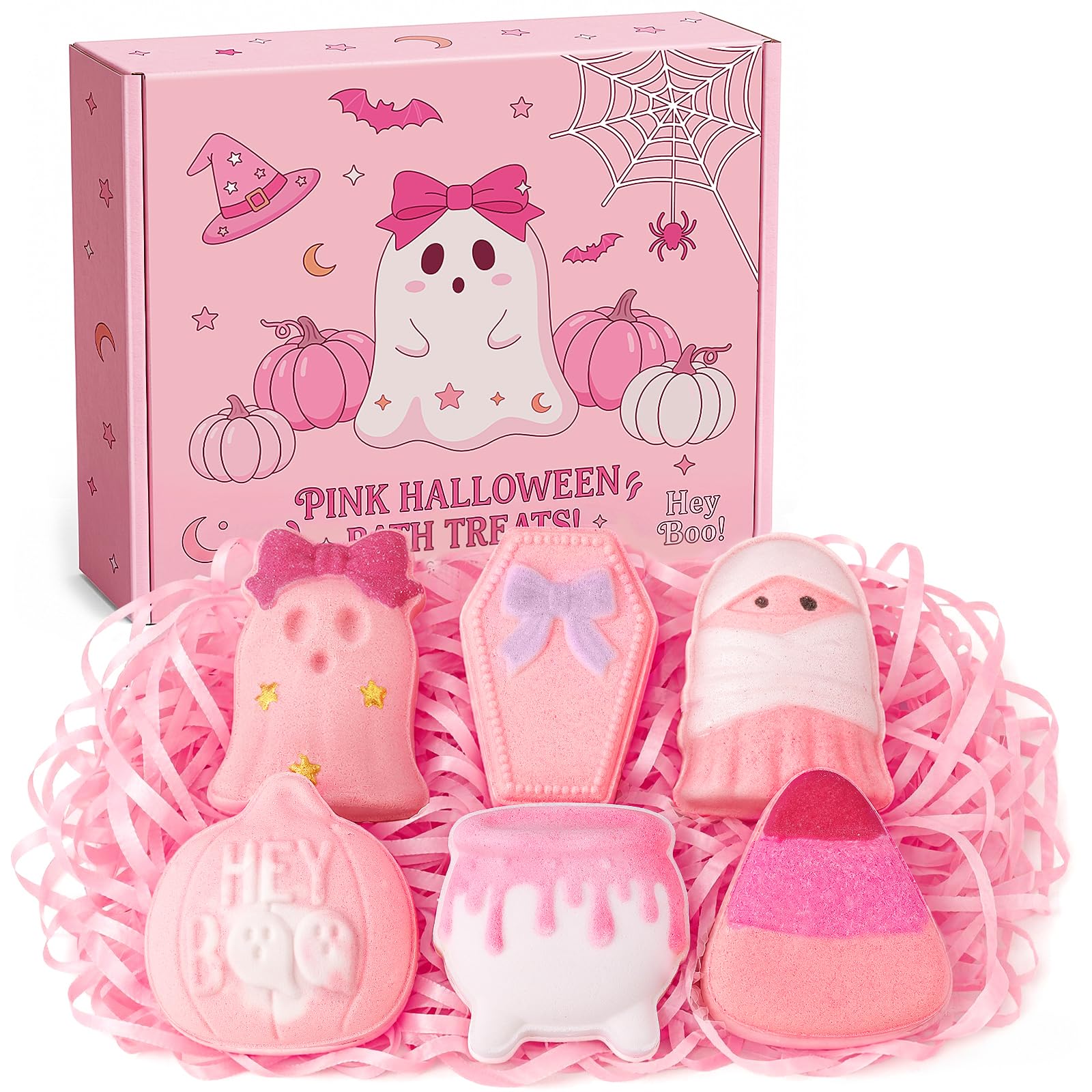 Eletorot front packaging showing six pink Halloween bath bombs and gift-ready presentation