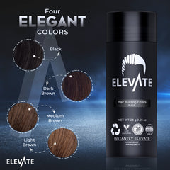 Elevate fibers being applied from hand to hairline demonstrating quick coverage benefit