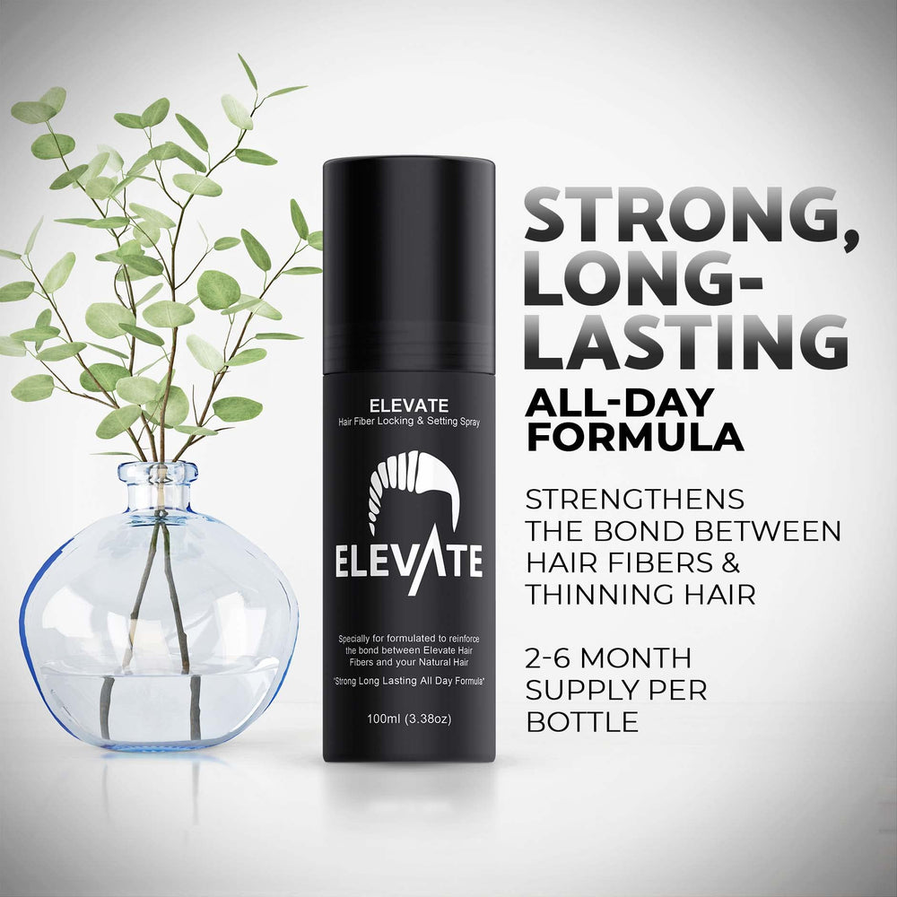 Person using Elevate hand spraying over hair providing quick locking action