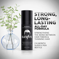 Person using Elevate hand spraying over hair providing quick locking action