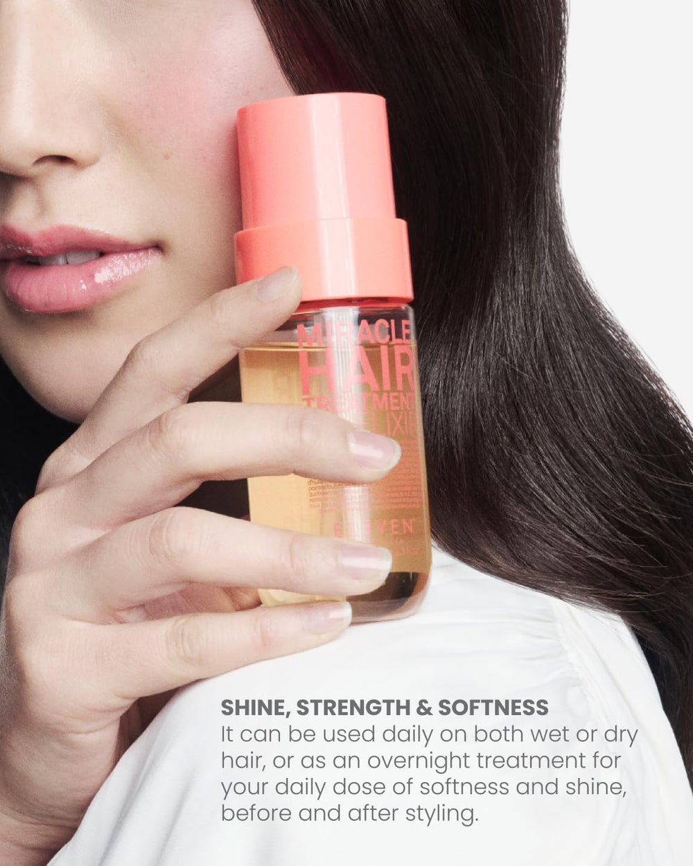 ELEVEN AUSTRALIA applying oil to damp hair for easier detangling and styling