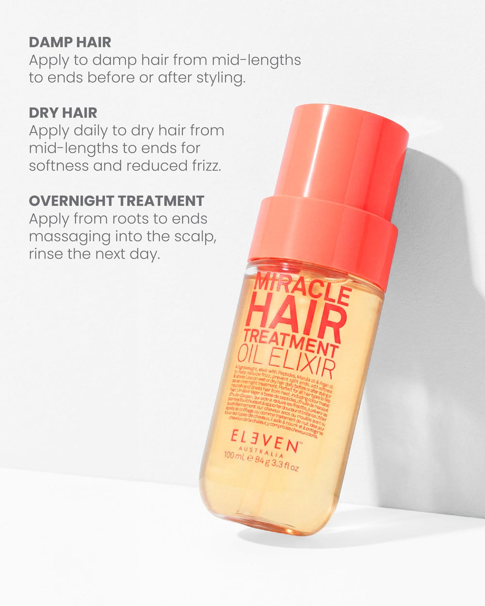 ELEVEN AUSTRALIA before-and-after hair ends showing reduced frizz and improved smoothness