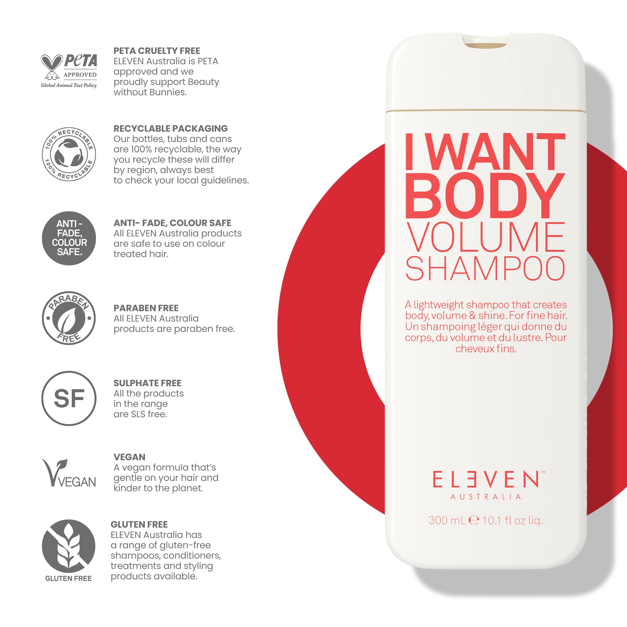 ELEVEN AUSTRALIA bottle in hand for size comparison and travel-friendly volume benefit