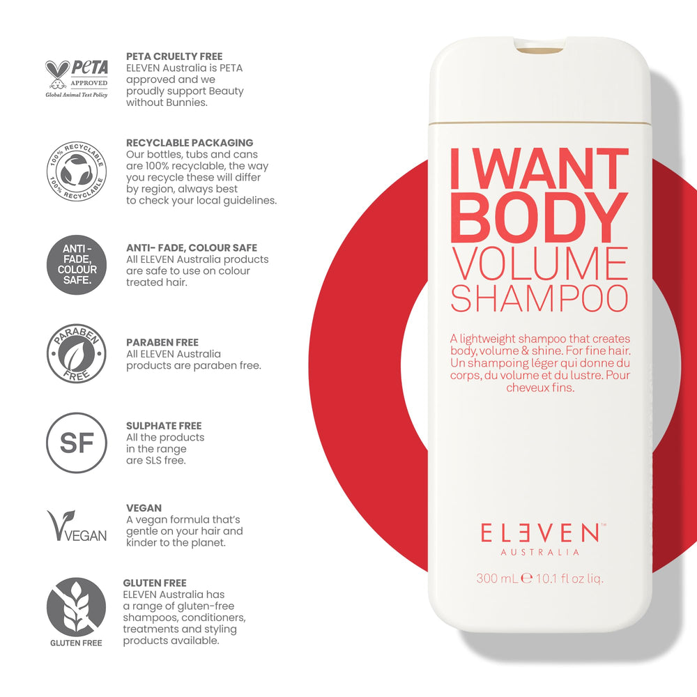 ELEVEN AUSTRALIA bottle in hand for size comparison and travel-friendly volume benefit