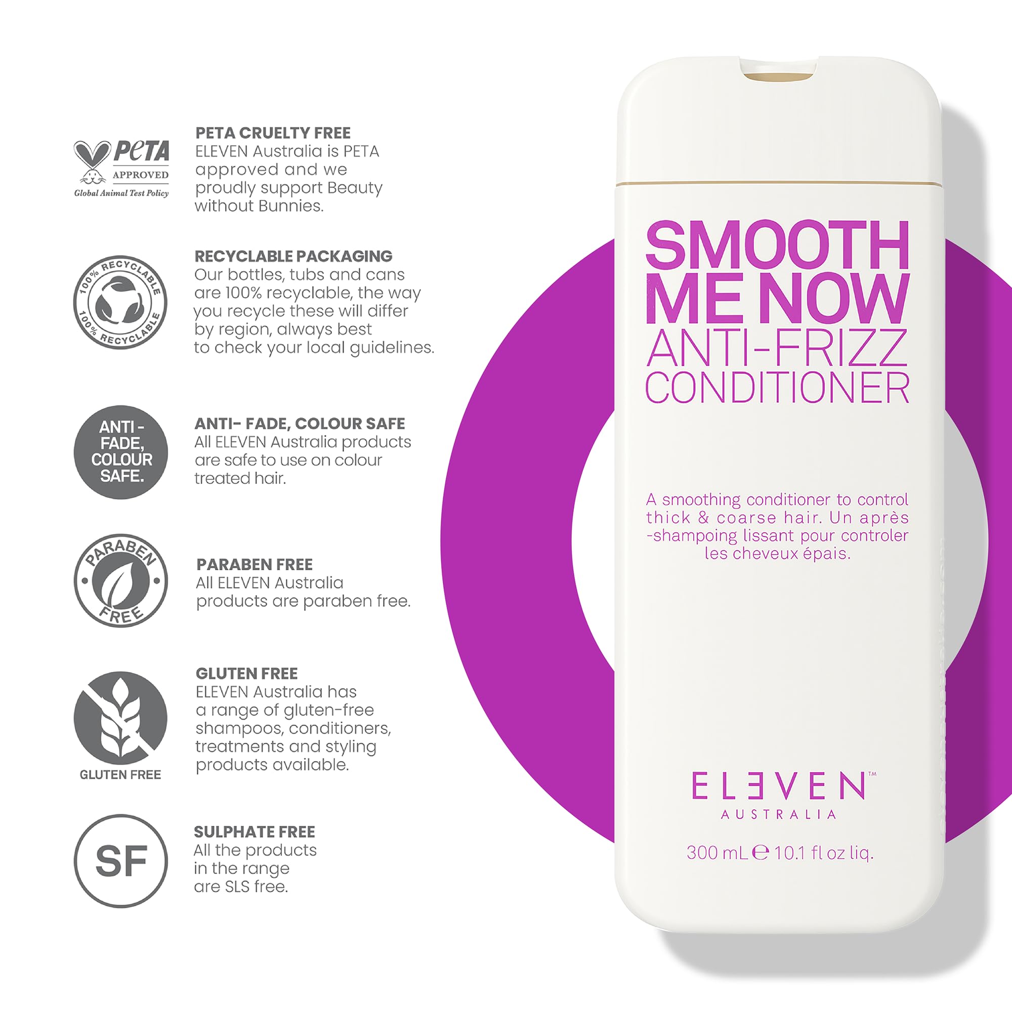 ELEVEN AUSTRALIA conditioner applied to wet hair showing detangling benefit